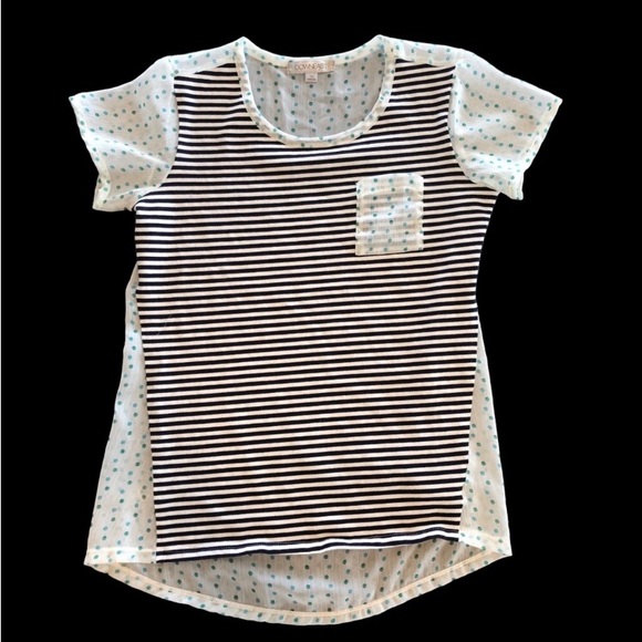 DownEast Striped Top with Sheer Polka Dot Back - Picture 1 of 7
